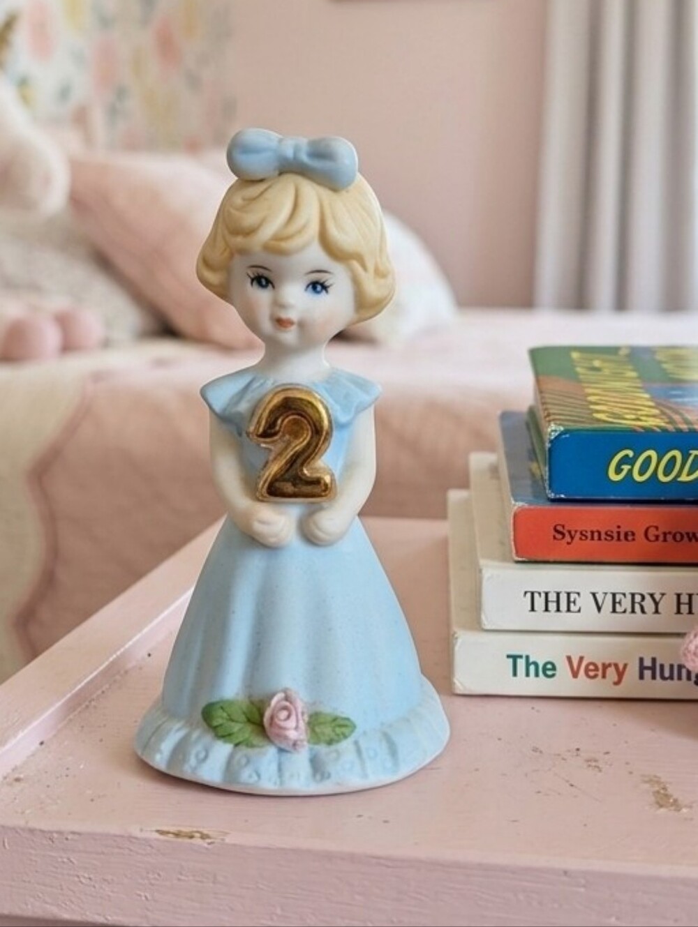 VTG Enesco Growing Up Birthday Girls Age 2 Figurine Porcelain - Cake Topper